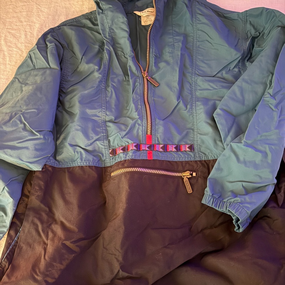 LLBean kids Teal and Black Half-Zip Jacket vintage